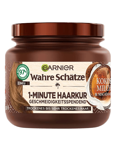 Wahre Schätze 1-Minute Haarkur mit Kokosmilch und Macadamiaöl - Produktabbildung